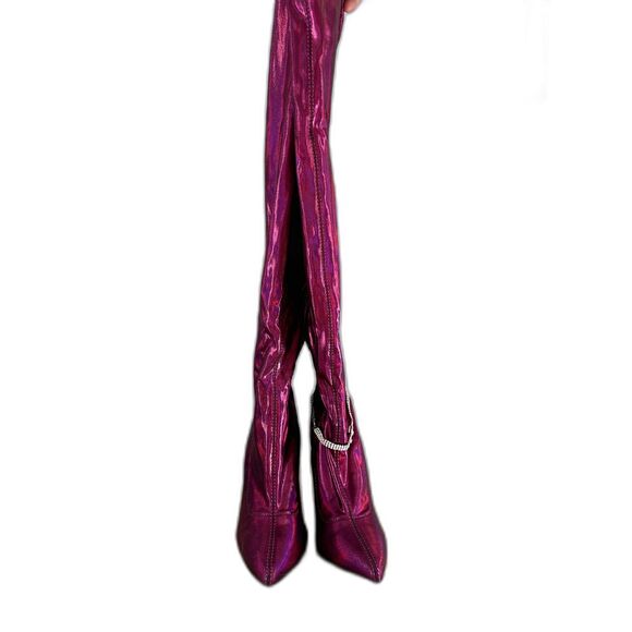 NWD Lady Go Diva Ambient Vibes Thigh High Pink Metallic Boot Coquette Size 6.5 - Picture 2 of 10